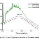     Figure 1: UV-Vis spectra of plant leaves extract and Ag NPs colloidal suspension
