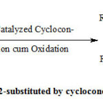 Scheme 1: Synthesis of 2-substituted by cyclocondensation cum oxidation